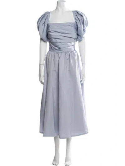 Pre-owned Jenny Yoo Square Neckline Midi Length Dress W/ Tags In Blue
