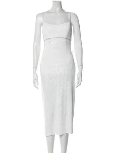 Pre-owned Jenny Yoo Square Neckline Midi Length Dress W/ Tags In White