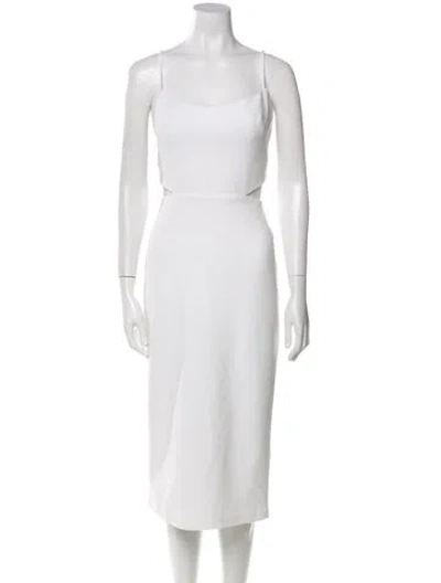 Pre-owned Jenny Yoo Square Neckline Midi Length Dress In White