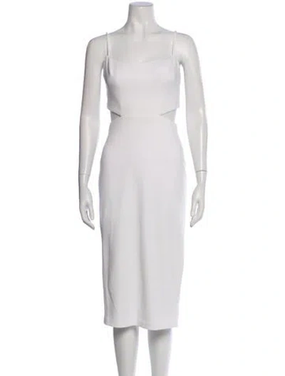 Pre-owned Jenny Yoo Square Neckline Midi Length Dress In White