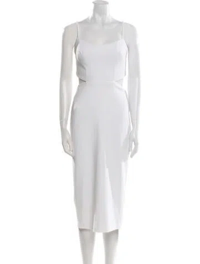 Pre-owned Jenny Yoo Square Neckline Midi Length Dress In White