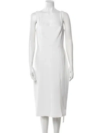 Pre-owned Jenny Yoo Square Neckline Midi Length Dress In White