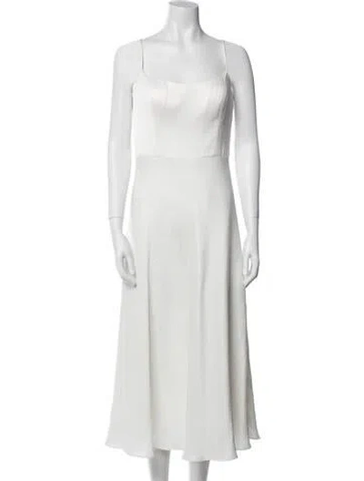 Pre-owned Jenny Yoo Square Neckline Midi Length Dress In White