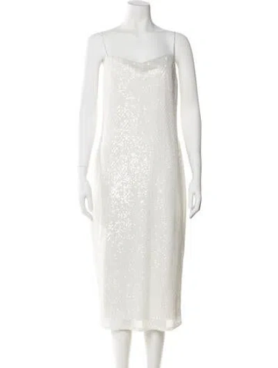 Pre-owned Jenny Yoo Square Neckline Midi Length Dress In White