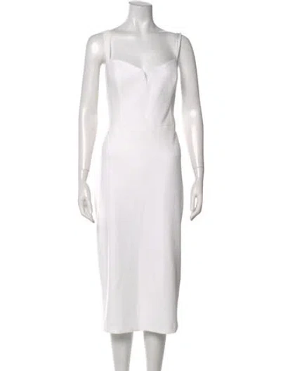 Pre-owned Jenny Yoo Square Neckline Midi Length Dress In White