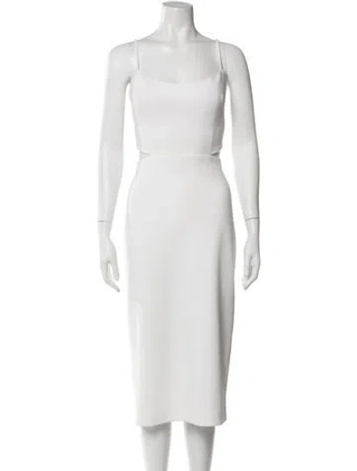 Pre-owned Jenny Yoo Square Neckline Midi Length Dress In White