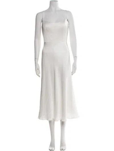 Pre-owned Jenny Yoo Square Neckline Midi Length Dress In White