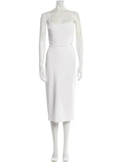 Pre-owned Jenny Yoo Square Neckline Midi Length Dress In White