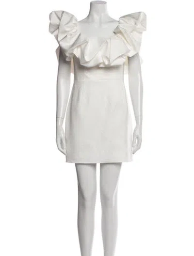 Pre-owned Jenny Yoo Square Neckline Mini Dress In White