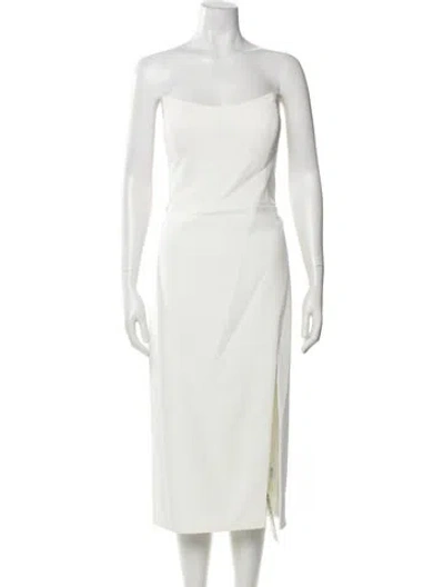 Pre-owned Jenny Yoo Strapless Knee-length Dress W/ Tags In White