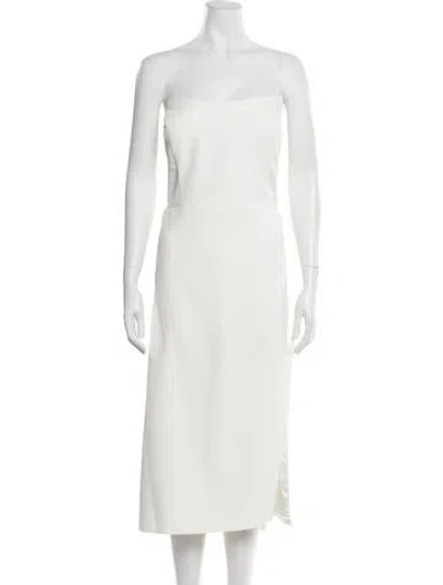 Pre-owned Jenny Yoo Strapless Knee-length Dress W/ Tags In White