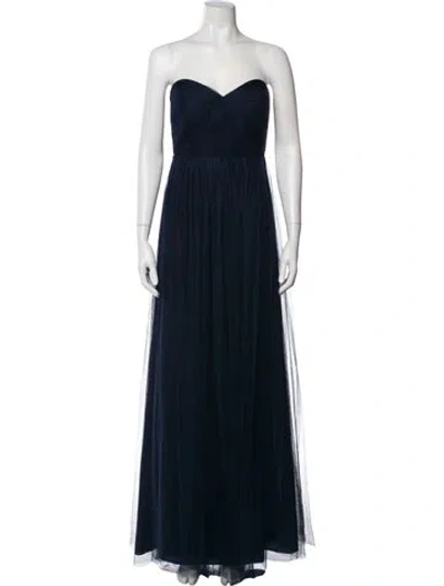Pre-owned Jenny Yoo Strapless Long Dress In Blue