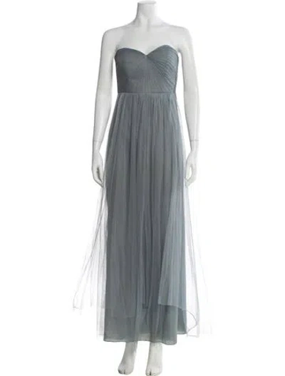 Pre-owned Jenny Yoo Strapless Long Dress In Blue