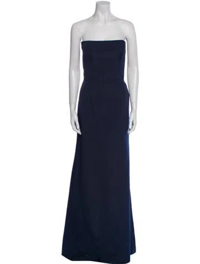 Pre-owned Jenny Yoo Strapless Long Dress In Blue