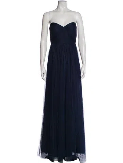 Pre-owned Jenny Yoo Strapless Long Dress In Blue