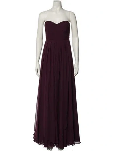 Pre-owned Jenny Yoo Strapless Long Dress In Burgundy