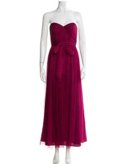 Pre-owned Jenny Yoo Strapless Long Dress In Burgundy