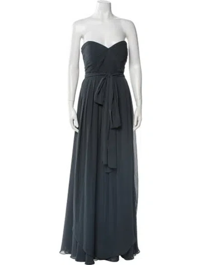 Pre-owned Jenny Yoo Strapless Long Dress In Gray