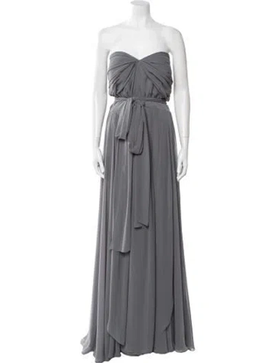 Pre-owned Jenny Yoo Strapless Long Dress In Gray