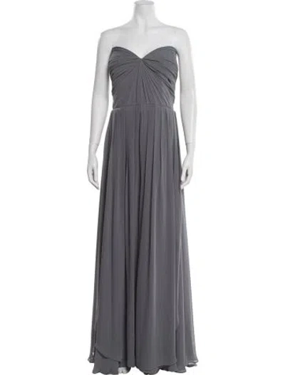 Pre-owned Jenny Yoo Strapless Long Dress In Gray