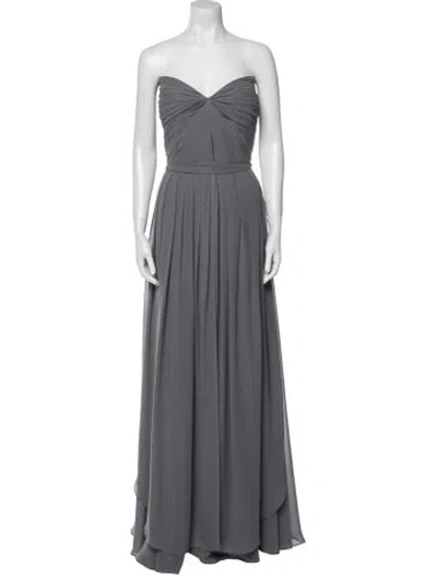 Pre-owned Jenny Yoo Strapless Long Dress In Gray