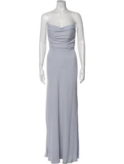 Pre-owned Jenny Yoo Strapless Long Dress In Gray