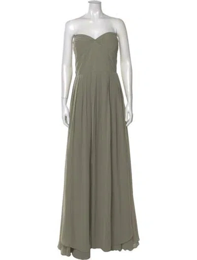 Pre-owned Jenny Yoo Strapless Long Dress In Green