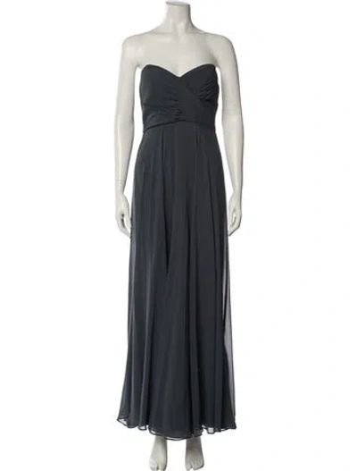 Pre-owned Jenny Yoo Strapless Long Dress In Green