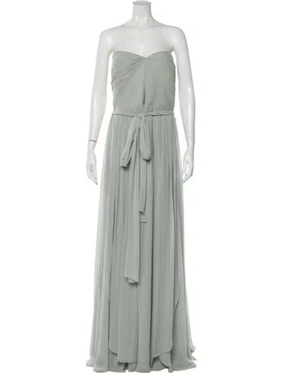 Pre-owned Jenny Yoo Strapless Long Dress In Green