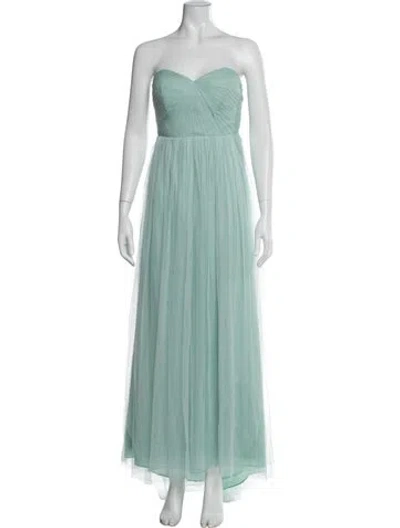 Pre-owned Jenny Yoo Strapless Long Dress In Green
