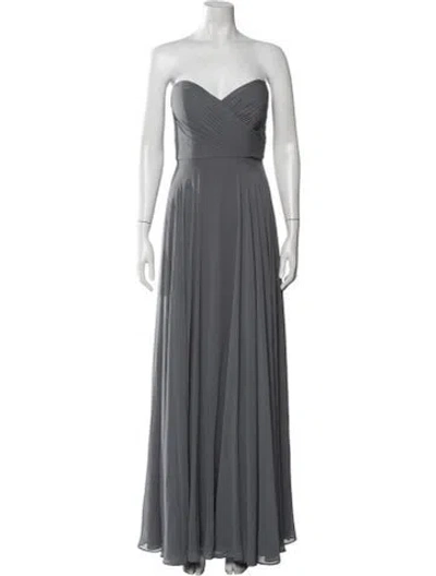 Pre-owned Jenny Yoo Strapless Long Dress In Grey