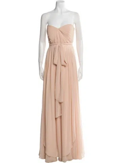 Pre-owned Jenny Yoo Strapless Long Dress In Neutral