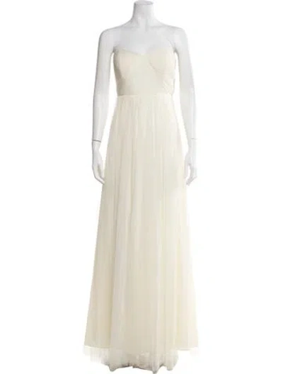 Pre-owned Jenny Yoo Strapless Long Dress In Neutral