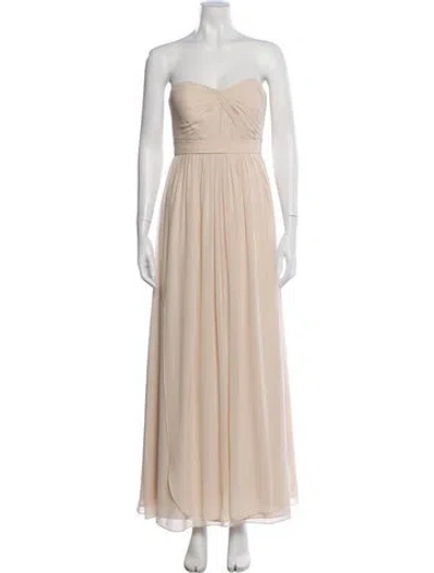 Pre-owned Jenny Yoo Strapless Long Dress In Neutral