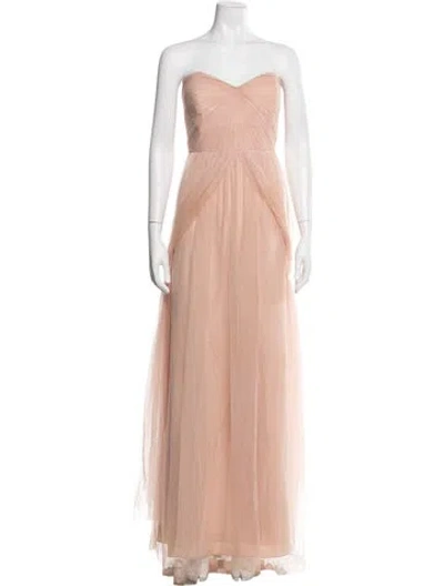 Pre-owned Jenny Yoo Strapless Long Dress In Neutrals/pink