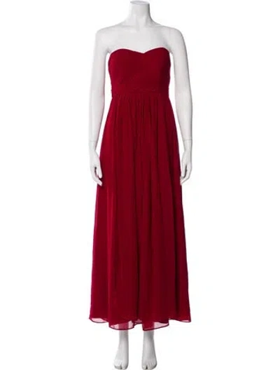 Pre-owned Jenny Yoo Strapless Long Dress In Red