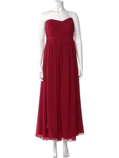 Pre-owned Jenny Yoo Strapless Long Dress In Red