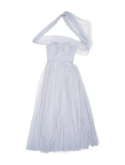 Pre-owned Jenny Yoo Strapless Midi Length Dress In Gray