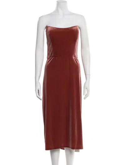 Pre-owned Jenny Yoo Strapless Midi Length Dress W/ Tags In Brown