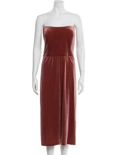 Pre-owned Jenny Yoo Strapless Midi Length Dress W/ Tags In Brown