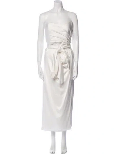 Pre-owned Jenny Yoo Strapless Midi Length Dress In White