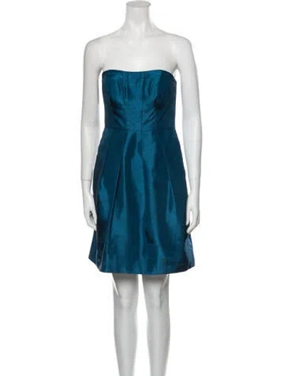 Pre-owned Jenny Yoo Strapless Mini Dress In Blue