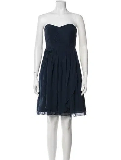 Pre-owned Jenny Yoo Strapless Mini Dress In Blue