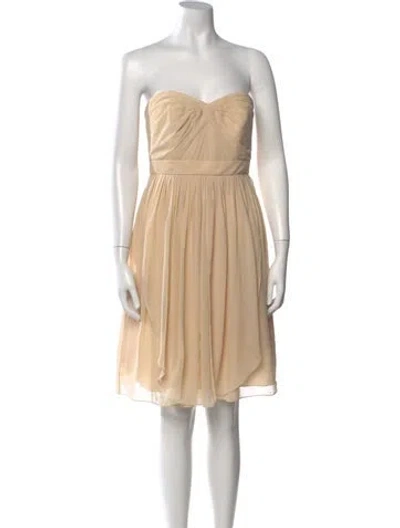 Pre-owned Jenny Yoo Strapless Mini Dress In Neutrals