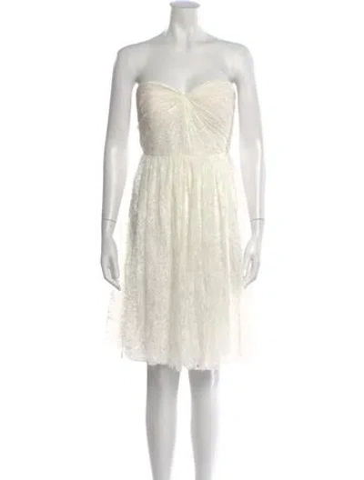 Pre-owned Jenny Yoo Strapless Mini Dress W/ Tags In White