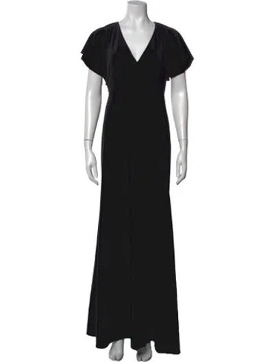 Pre-owned Jenny Yoo Velour Long Dress In Black