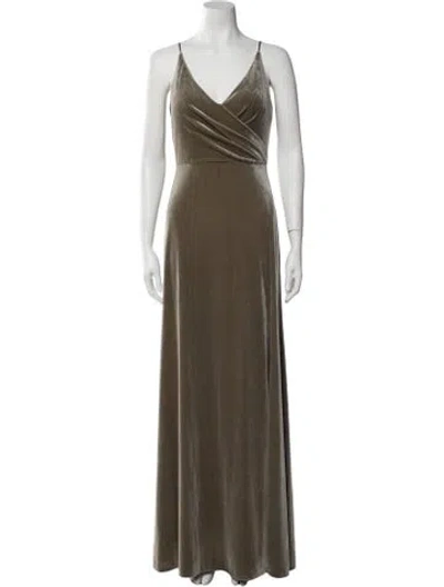 Pre-owned Jenny Yoo Velour Long Dress In Neutral