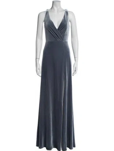 Pre-owned Jenny Yoo Velour Long Dress W/ Tags In Blue