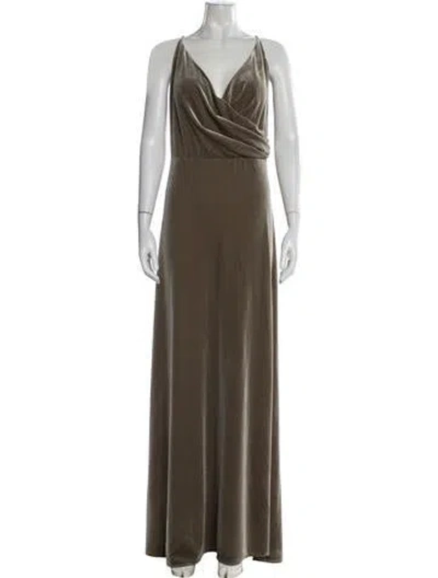 Pre-owned Jenny Yoo Velvet Long Dress In Neutral