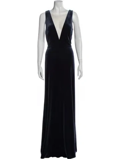 Pre-owned Jenny Yoo Velvet Long Dress W/ Tags In Blue